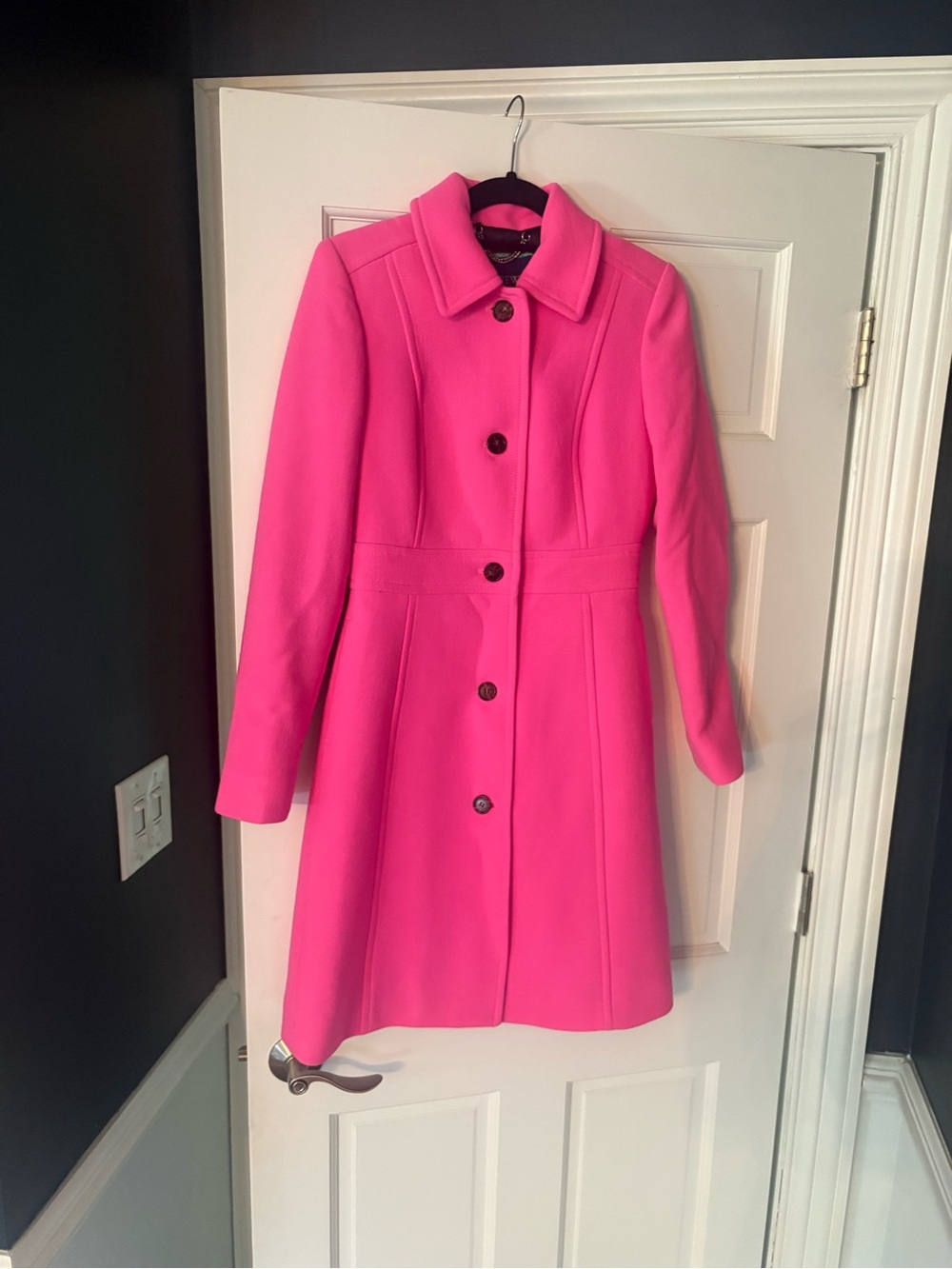 Women's Bright Pink Tailored Single-Breasted Trench Coat Size 0 - Picture 1 of 2